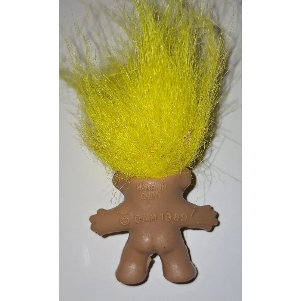 Vintage 1989 Dam Troll Doll Yellow Hair 3 Inch Collectible PVC Figure Retro‎ Toy